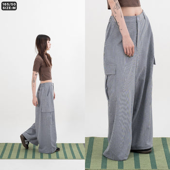 AGILITY MIAO - Seersucker Cargo Pants - Blue