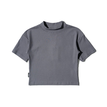 AGILITY MIAO - Mock Neck Rib Top - Grey