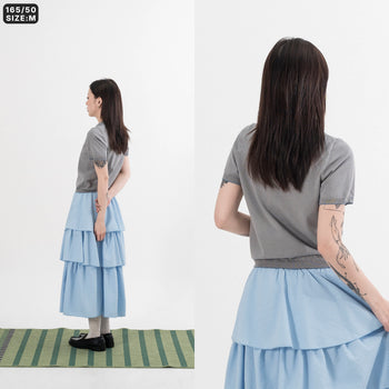 AGILITY MIAO - Cropped Knit Polo Shirt - Grey