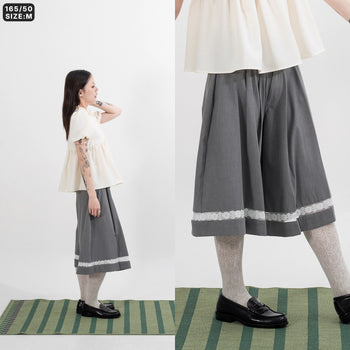 AGILITY MIAO - Pleated Suit Cropped Pants - Grey