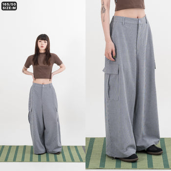 AGILITY MIAO - Seersucker Cargo Pants - Blue