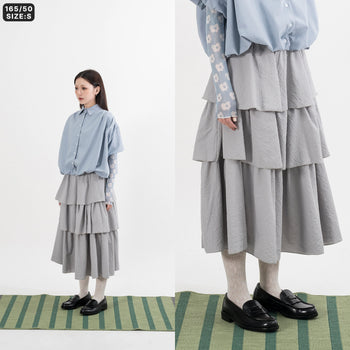 AGILITY MIAO - Seersucker Maxi Skirt - Grey