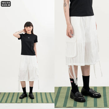 AGILITY MIAO - Lace-up Cargo Shorts - White