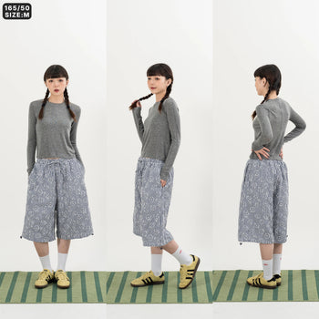 AGILITY MIAO - Plaid Cropped Pants - Dark Blue