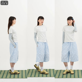 AGILITY MIAO - Plaid Cropped Pants - Light Blue