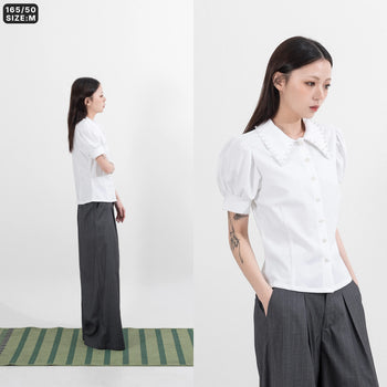 AGILITY MIAO - Pearl Collar Shirt - White