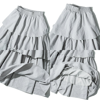 AGILITY MIAO - Seersucker Maxi Skirt - Grey