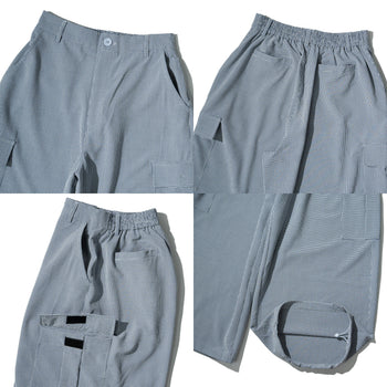 AGILITY MIAO - Seersucker Cargo Pants - Blue