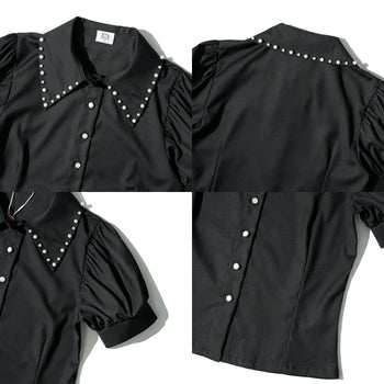 AGILITY MIAO - Pearl Collar Shirt - Black