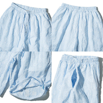 AGILITY MIAO - Plaid Cropped Pants - Light Blue