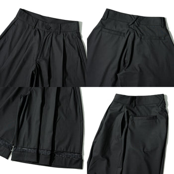 AGILITY MIAO - Pleated Suit Cropped Pants - Black