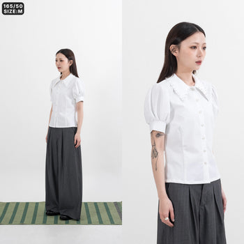 AGILITY MIAO - Pearl Collar Shirt - White