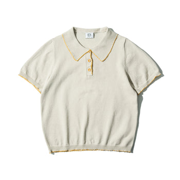 AGILITY MIAO - Cropped Knit Polo Shirt - Yellow