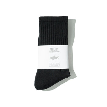 AGILITY - Plain Long Ribbed Socks - Black