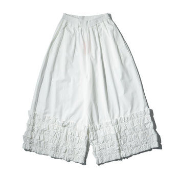 AGILITY MIAO - Wide Ruffle Pants - White