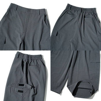 AGILITY MIAO - Seersucker Cargo Pants - Black
