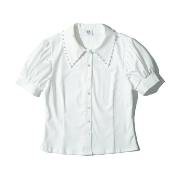 AGILITY MIAO - Pearl Collar Shirt - White