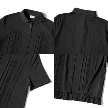 AGILITY MIAO - Lace Pleated Shirts - Black