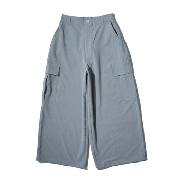AGILITY MIAO - Seersucker Cargo Pants - Blue