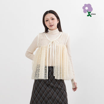 AGILITY MIAO - Dot Tulle Vest - Beige