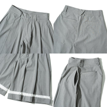 AGILITY MIAO - Pleated Suit Cropped Pants - Grey