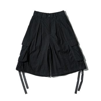 AGILITY MIAO - Lace-up Cargo Shorts - Black