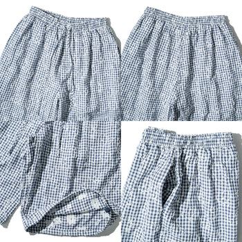 AGILITY MIAO - Plaid Cropped Pants - Dark Blue
