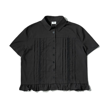 AGILITY MIAO - Lace Pleated Shirts - Black