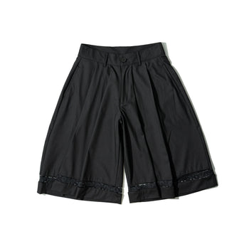 AGILITY MIAO - Pleated Suit Cropped Pants - Black