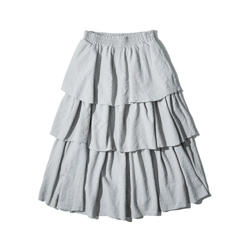 AGILITY MIAO - Seersucker Maxi Skirt - Grey