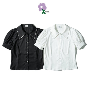 AGILITY MIAO - Pearl Collar Shirt - Black
