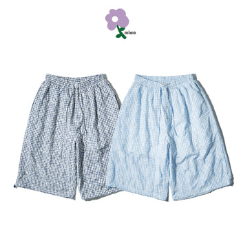 AGILITY MIAO - Plaid Cropped Pants - Light Blue