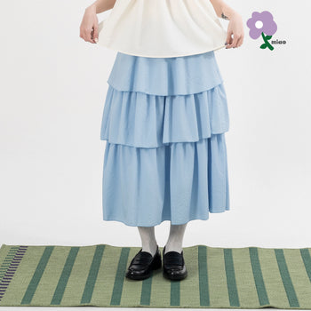 AGILITY MIAO - Seersucker Maxi Skirt - Blue