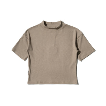 AGILITY MIAO - Mock Neck Rib Top - Coffee