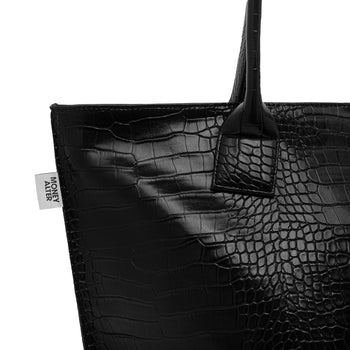 Money Alter - Croco Leather Tote Bag - Black