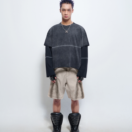 PISTOL - Padded Black Washed L/S Tee