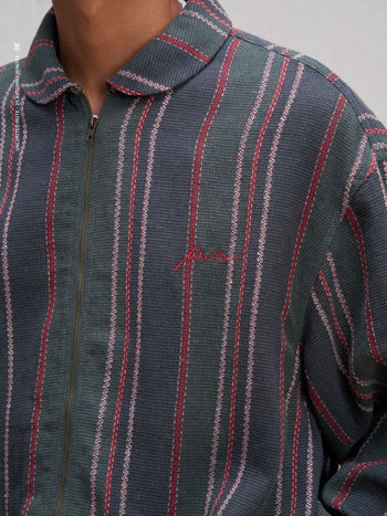 Unlimited Mote - Stripe Linen Balloon Jacket - Green