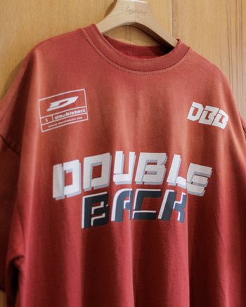Double Back - Washed Sport Logo Oversized Tee - Red