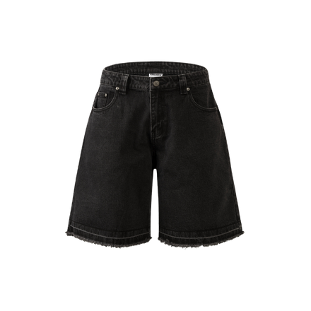 K.M.C - Logo Faded Black Washed Jorts