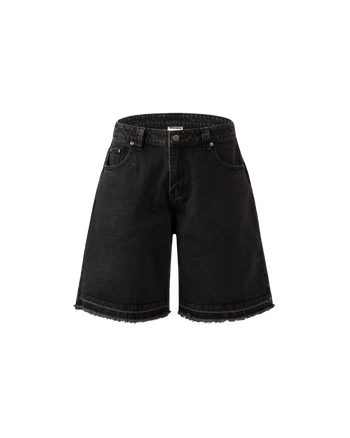 K.M.C - Logo Faded Black Washed Jorts