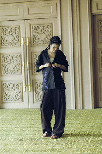 Anything Holiday - Lavender Drift Shirt - Black