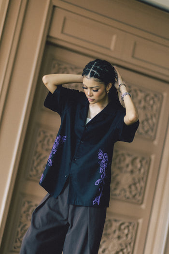 Anything Holiday - Lavender Drift Shirt - Black