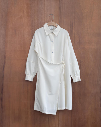 AGILITY MIAO 2WAY Long Shirt Dress - Beige