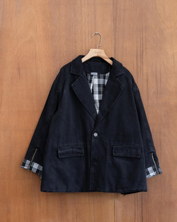 AGILITY MIAO Patchwork Denim Blazer