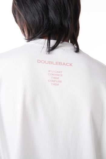 Double Back Blurred Logo Oversized T-Shirt - White
