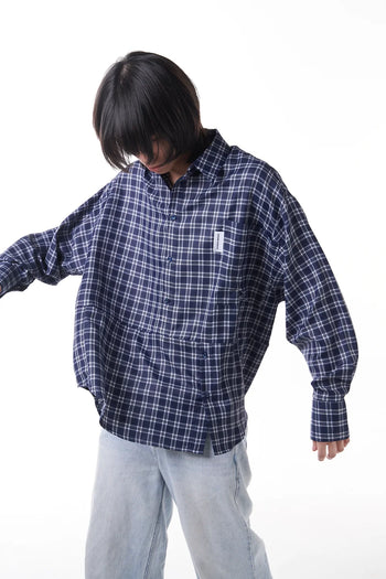 Double Back Twisted Shirt - Blue Checkered