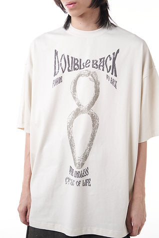 Double Back Infinity Snake T-Shirt Oversized - Beige