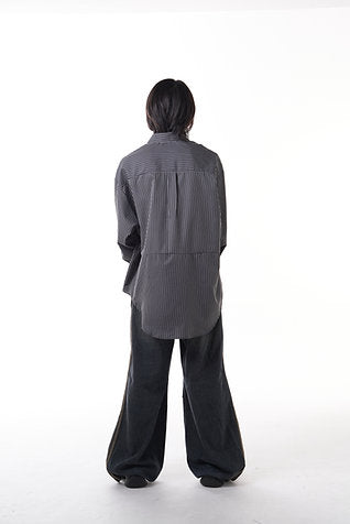 Double Back Twisted Shirt - Black Stripes