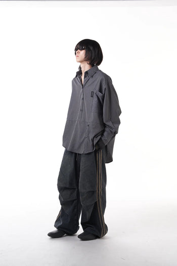 Double Back Twisted Shirt - Black Stripes