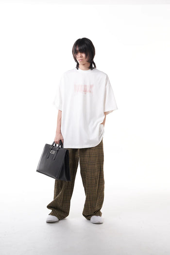Double Back Blurred Logo Oversized T-Shirt - White
